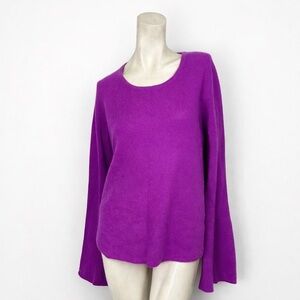 New Design Lab Lord & Taylor Cashmere Sweater XL Vivid Violet Bell Sleeve soft